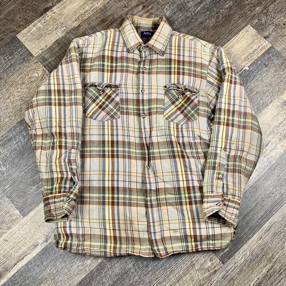 Vintage Arrow Insulated Flannel Size Large 90s Button Up Casual Workwear Collar - Picture 1 of 7
